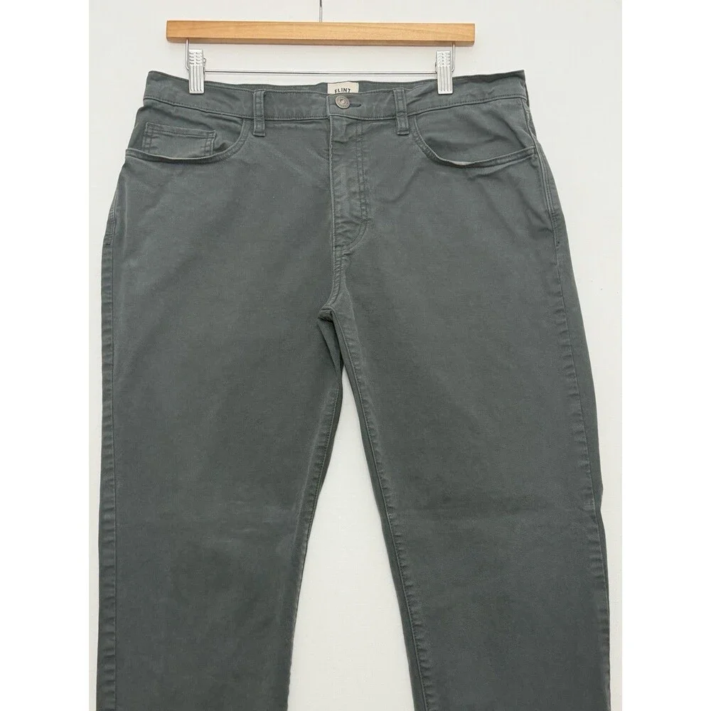 Flint And Tinder Pants Mens 34x30 Gray 365 Tapered 5 Pocket Stretch Casual